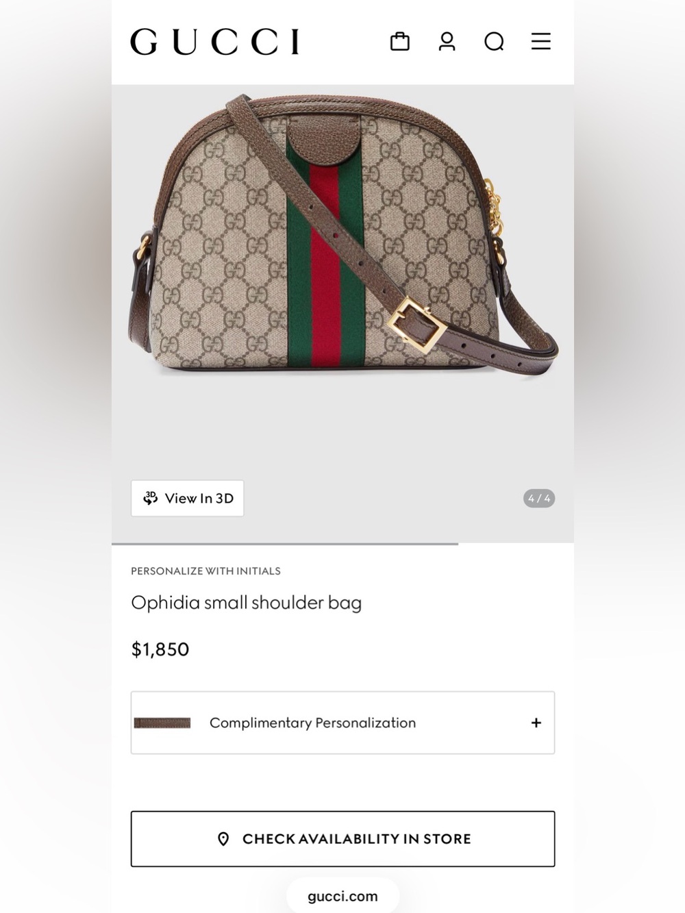 ❤️ AUTHENTIC GUCCI OPHIDIA GG SMALL DOME SHOULDER CROSSBODY BAG W/ RECEIPT ❤️